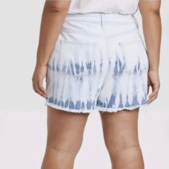 AVA & VIV Tie Dye Cutoff Denim Shorts High Waist Fringe Shorts Women’s Size 14 - Picture 4 of 11